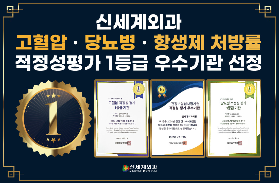 [내과] 고혈압,당뇨,항생제 적정성 평가 1등급